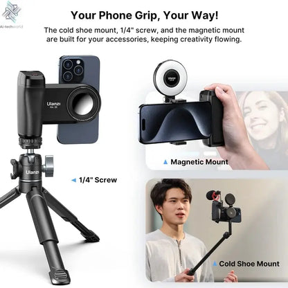 MagSafe Bluetooth Selfie Handle Grip Camera Shutter Stabilizer for Smartphones Ai-TechWorld 