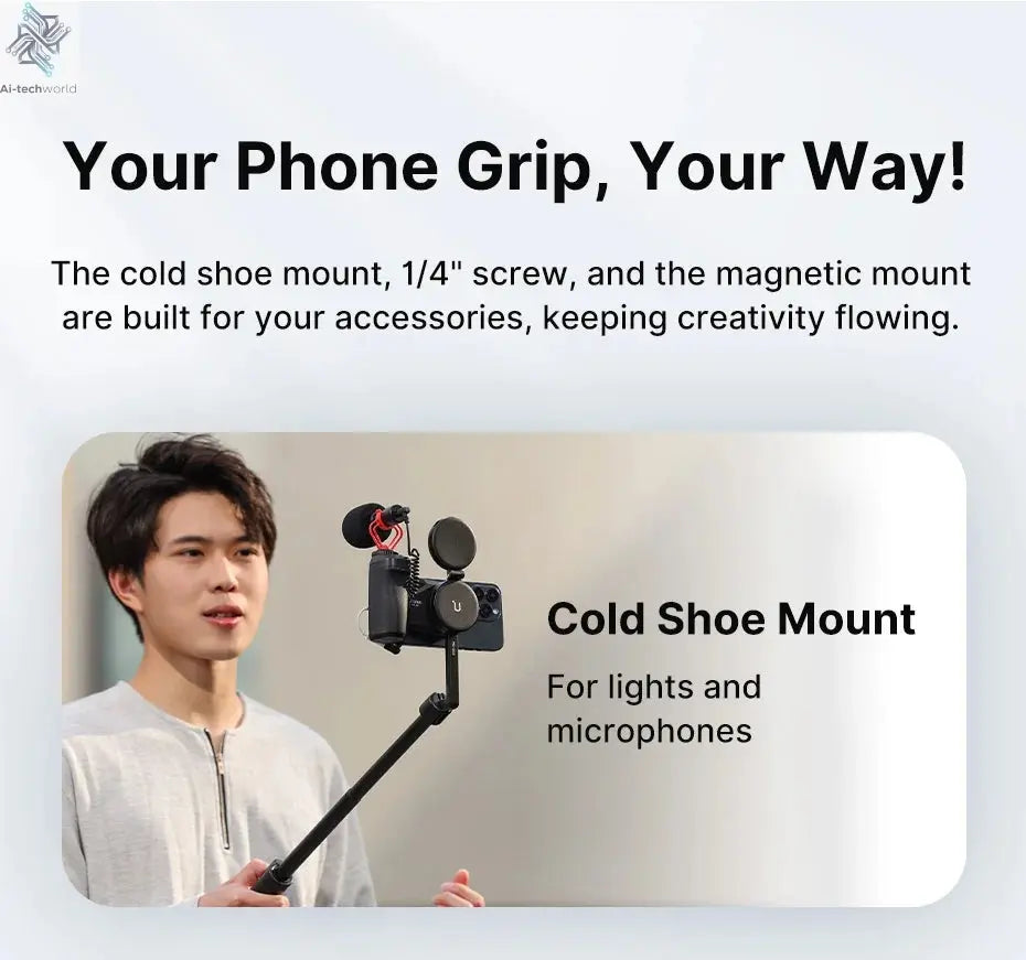 MagSafe Bluetooth Selfie Handle Grip Camera Shutter Stabilizer for Smartphones Ai-TechWorld 