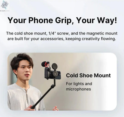MagSafe Bluetooth Selfie Handle Grip Camera Shutter Stabilizer for Smartphones Ai-TechWorld 