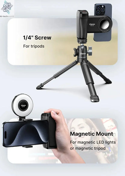 MagSafe Bluetooth Selfie Handle Grip Camera Shutter Stabilizer for Smartphones Ai-TechWorld 