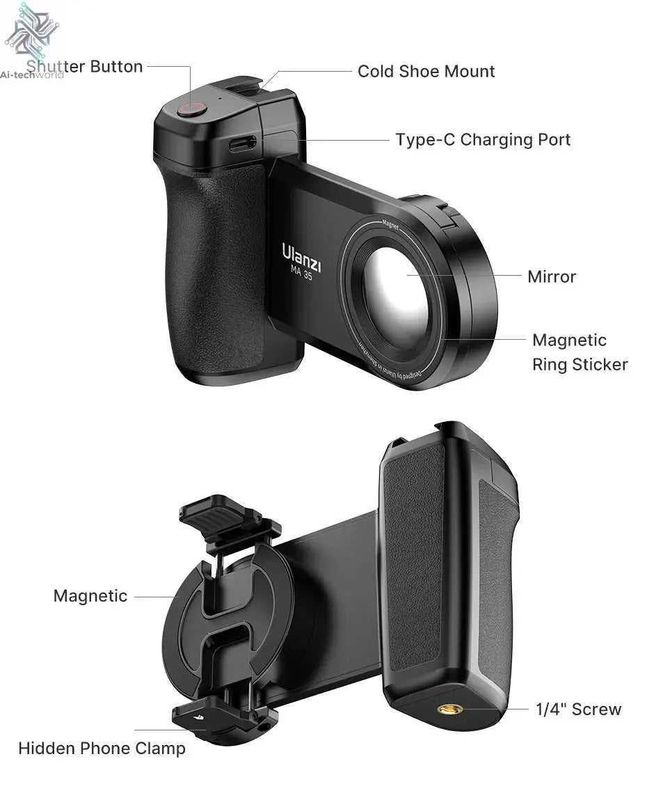 MagSafe Bluetooth Selfie Handle Grip Camera Shutter Stabilizer for Smartphones Ai-TechWorld 