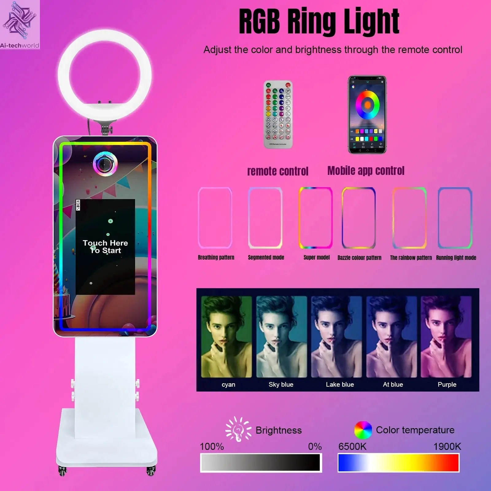 Magic Mirror Photobooth Machine LCD Touch Screen Wedding Party DSLR Selfie Photo Booth with Free Software Ai-TechWorld 