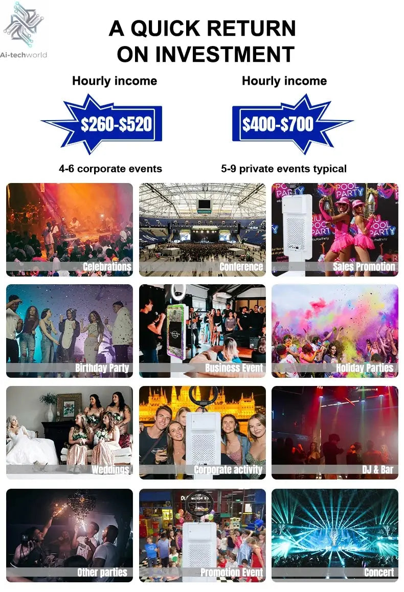 Magic Mirror Photobooth Machine LCD Touch Screen Wedding Party DSLR Selfie Photo Booth with Free Software Ai-TechWorld 