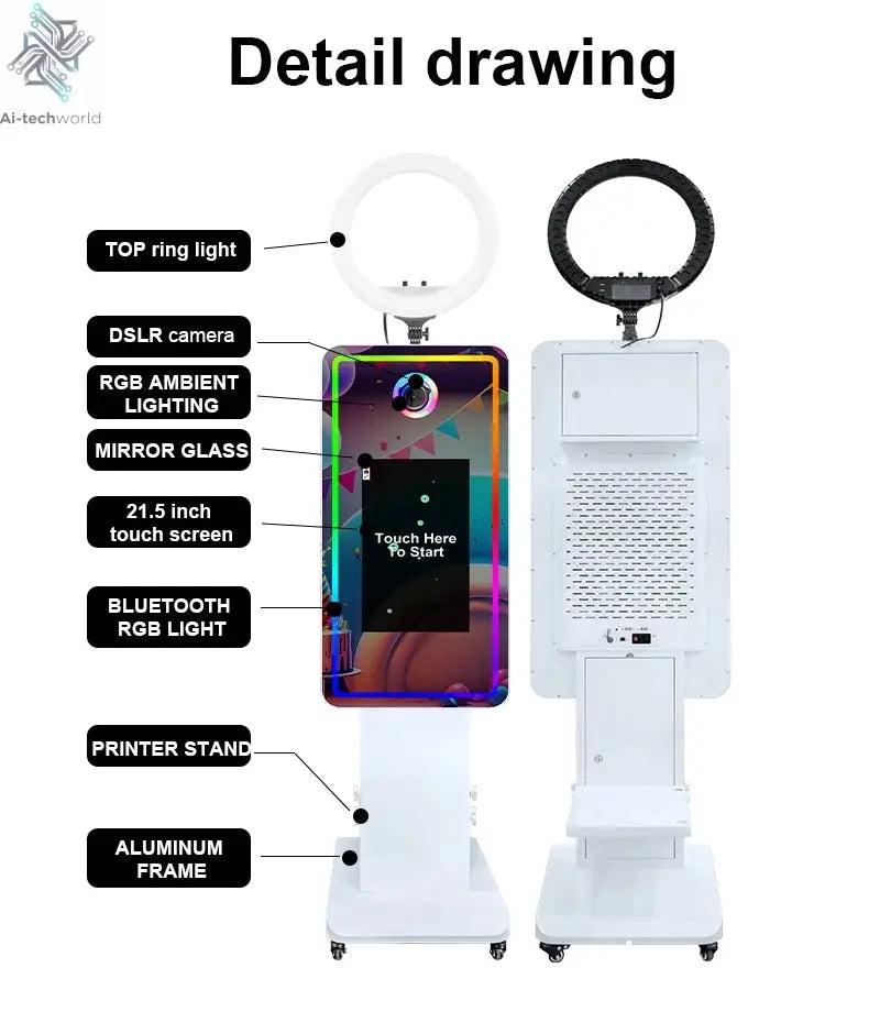 Magic Mirror Photobooth Machine LCD Touch Screen Wedding Party DSLR Selfie Photo Booth with Free Software Ai-TechWorld 