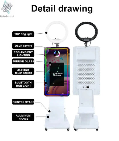 Magic Mirror Photobooth Machine LCD Touch Screen Wedding Party DSLR Selfie Photo Booth with Free Software Ai-TechWorld 