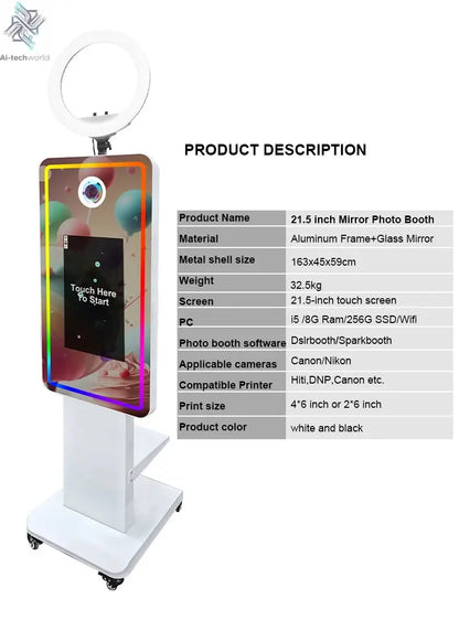 Magic Mirror Photobooth Machine LCD Touch Screen Wedding Party DSLR Selfie Photo Booth with Free Software Ai-TechWorld 