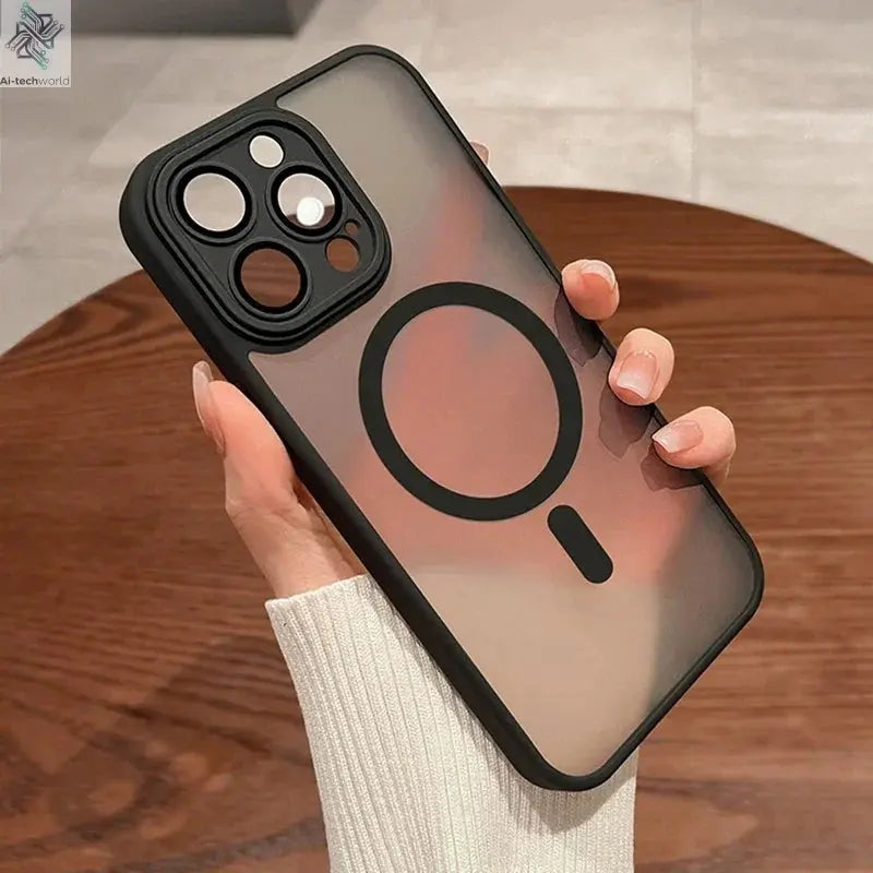 Magnetic Luxury Matte Translucent Armor Shockproof Case For iPhone Ai-TechWorld 