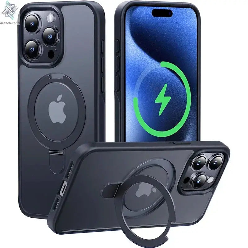 Magnetic Phone Case with Ring Stand for iPhone 17 Pro Max Air 16 16E 15 14 Case Plus 13 11 12 Mobile Cases with Kickstand Ai-TechWorld 