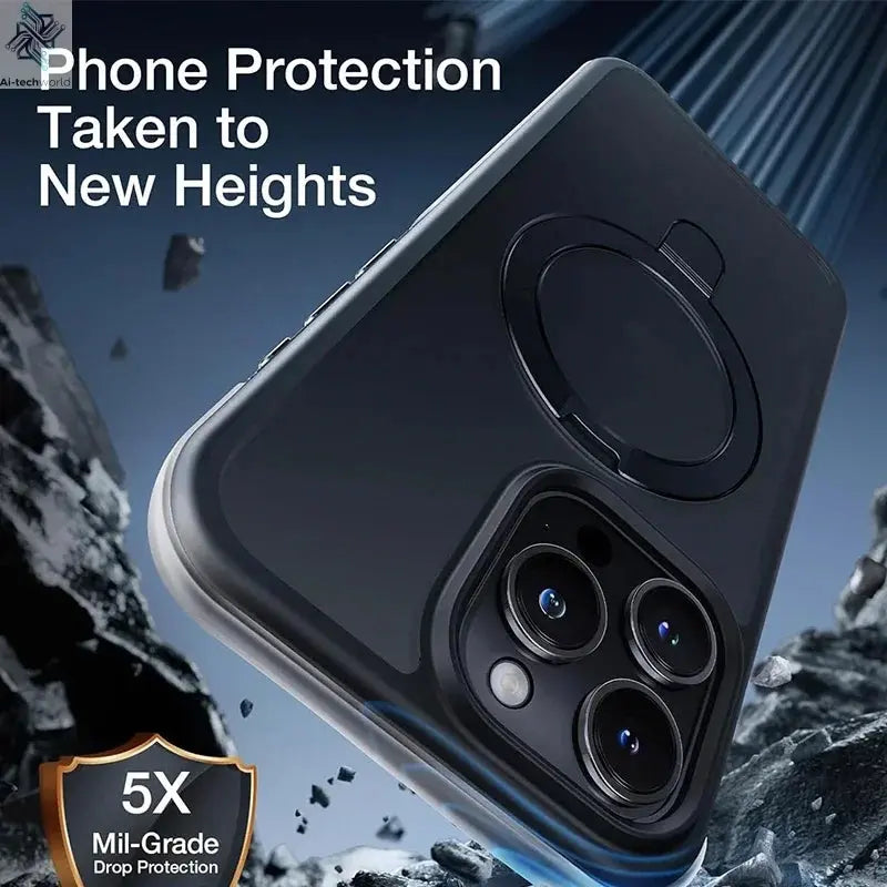 Magnetic Phone Case with Ring Stand for iPhone 17 Pro Max Air 16 16E 15 14 Case Plus 13 11 12 Mobile Cases with Kickstand Ai-TechWorld 