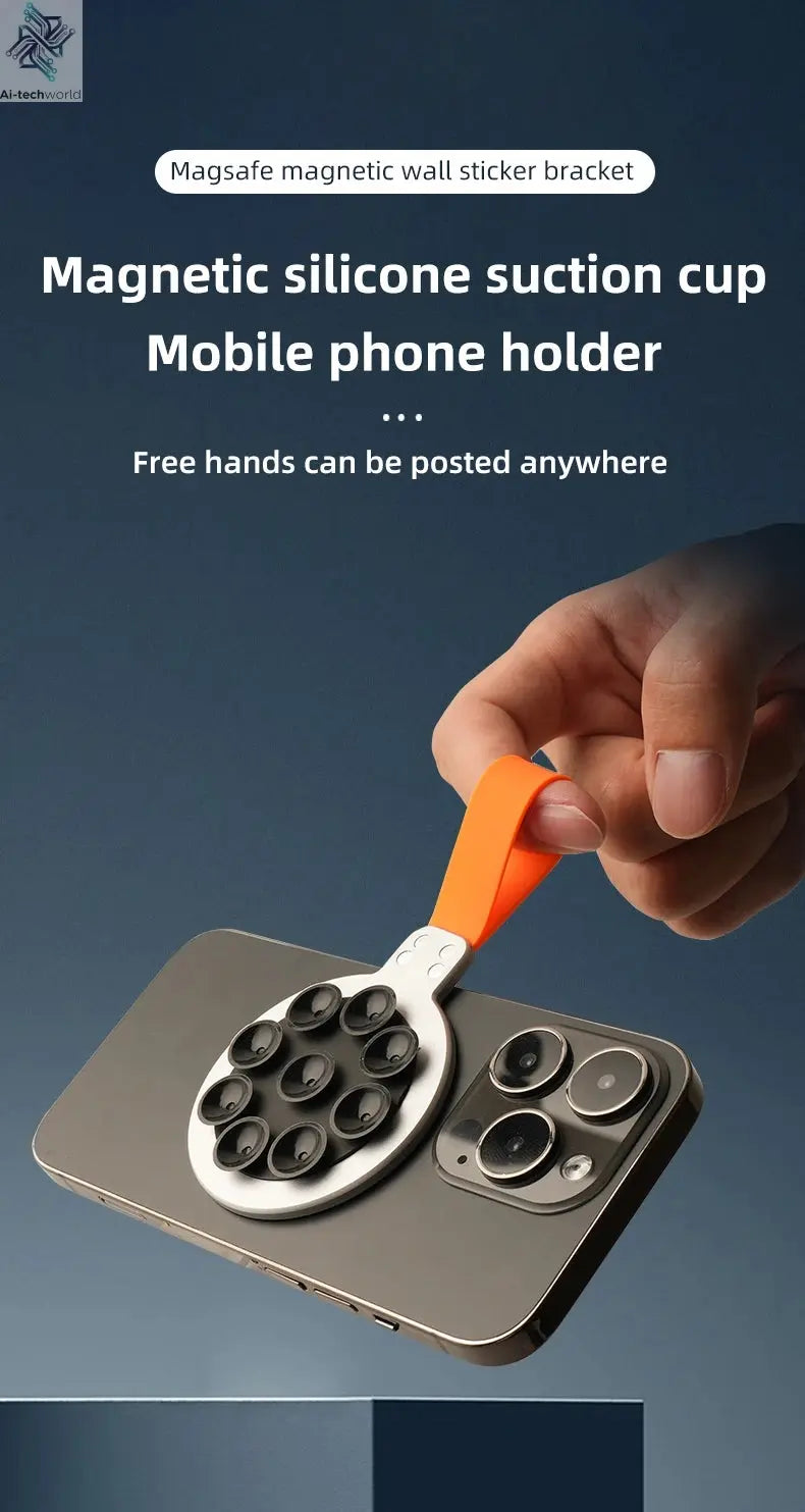 Magnetic Phone Holder Super Strong Suction Silicone Phone Case Grip Stand Holder Ai-TechWorld 