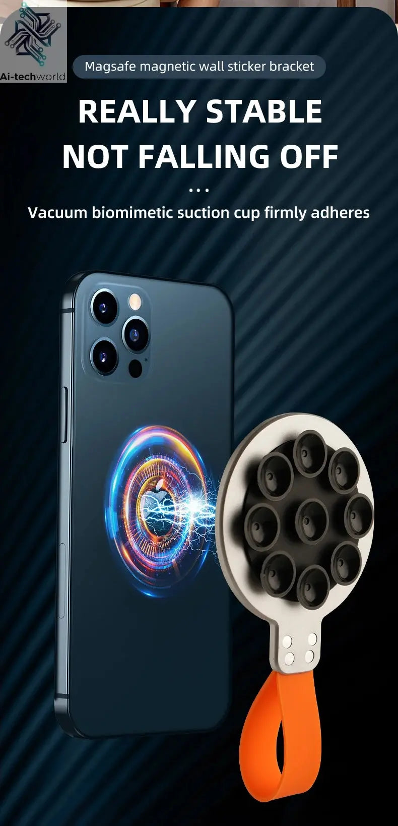 Magnetic Phone Holder Super Strong Suction Silicone Phone Case Grip Stand Holder Ai-TechWorld 