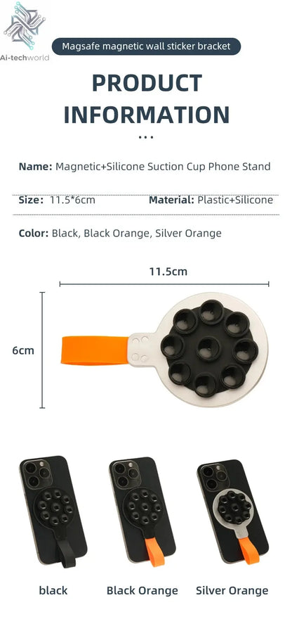 Magnetic Phone Holder Super Strong Suction Silicone Phone Case Grip Stand Holder Ai-TechWorld 