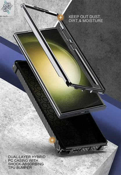 Magnetic Suction Mecha Metal Stand Phone Case For Samsung Galaxy S21 S22 S23 S24 Ultra Plus Anti Drop And Dustproof Back Cover Ai-TechWorld 