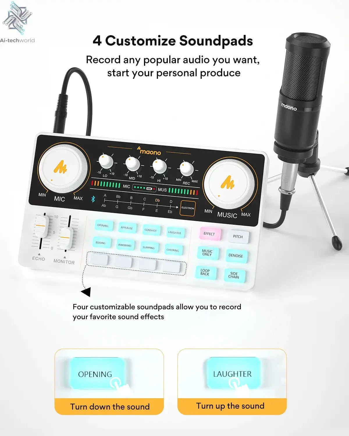 Maono AM200-S1 Sound Card Microphone Set MaonoCaster Audio Interface with Condenser Mic for Live Streaming,Recording,PC\Phone Ai-TechWorld 