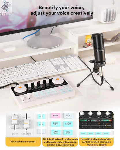Maono AM200-S1 Sound Card Microphone Set MaonoCaster Audio Interface with Condenser Mic for Live Streaming,Recording,PC\Phone Ai-TechWorld 