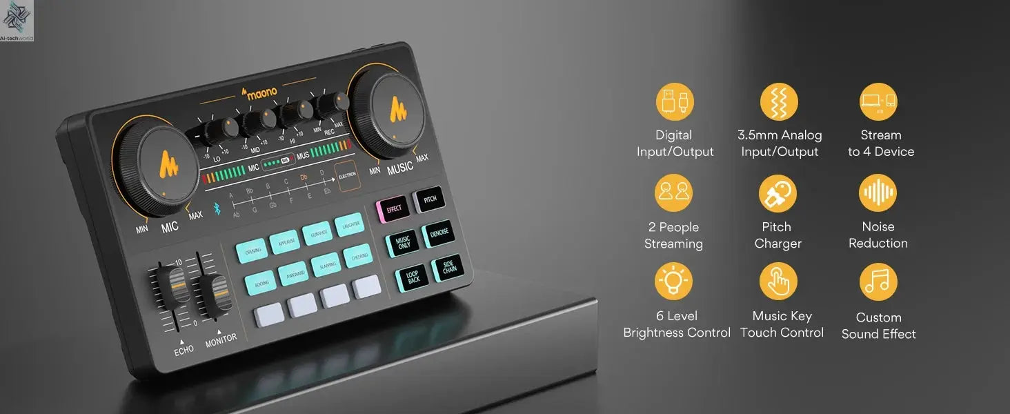 Maono AM200-S1 Sound Card Microphone Set MaonoCaster Audio Interface with Condenser Mic for Live Streaming,Recording,PC\Phone Ai-TechWorld 