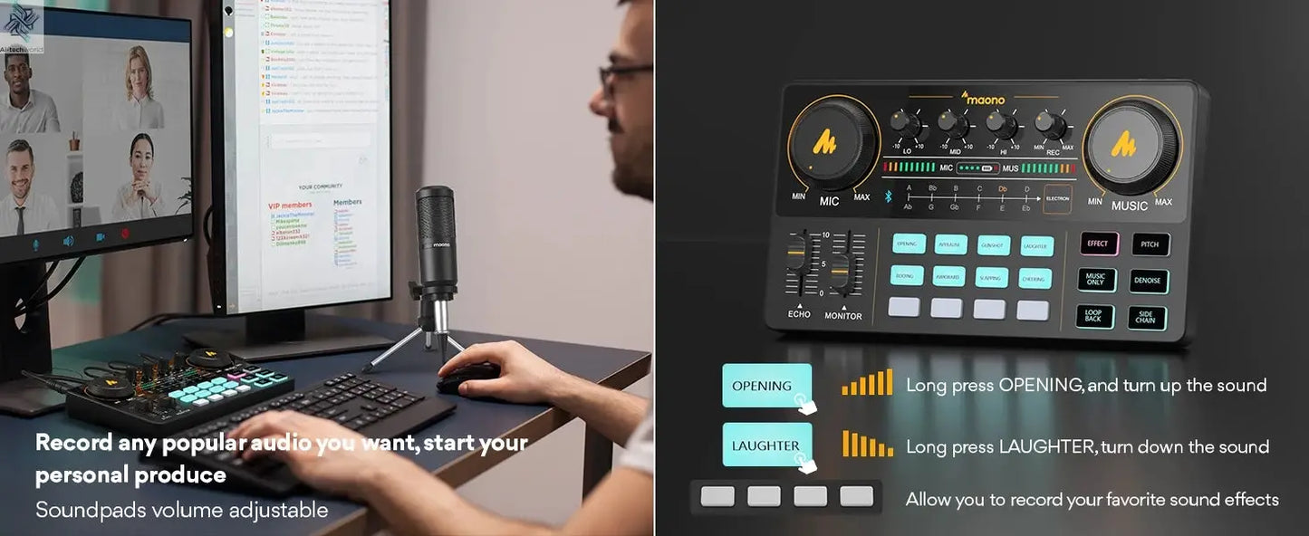Maono AM200-S1 Sound Card Microphone Set MaonoCaster Audio Interface with Condenser Mic for Live Streaming,Recording,PC\Phone Ai-TechWorld 