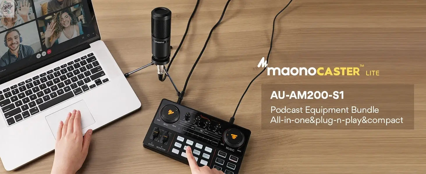 Maono AM200-S1 Sound Card Microphone Set MaonoCaster Audio Interface with Condenser Mic for Live Streaming,Recording,PC\Phone Ai-TechWorld 