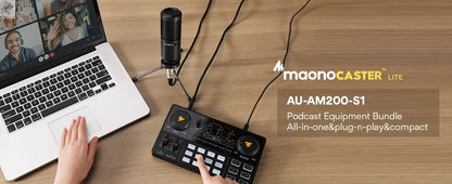 Maono AM200-S1 Sound Card Microphone Set MaonoCaster Audio Interface with Condenser Mic for Live Streaming,Recording,PC\Phone Ai-TechWorld 