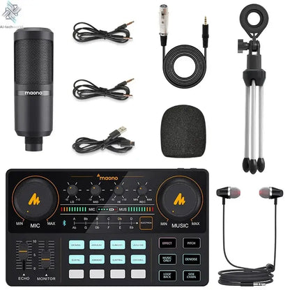 Maono AM200-S1 Sound Card Microphone Set MaonoCaster Audio Interface with Condenser Mic for Live Streaming,Recording,PC\Phone Ai-TechWorld 