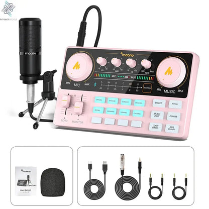 Maono AM200-S1 Sound Card Microphone Set MaonoCaster Audio Interface with Condenser Mic for Live Streaming,Recording,PC\Phone Ai-TechWorld 