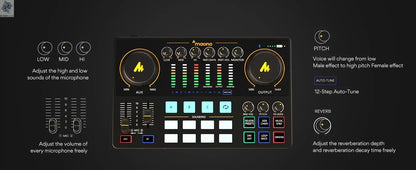 Maono AME2 Audio Interface Sound Card DJ Mixer All in One Portable Podcast Studio for Recording,Live Streaming,Youtube,Guitar,PC Ai-TechWorld 