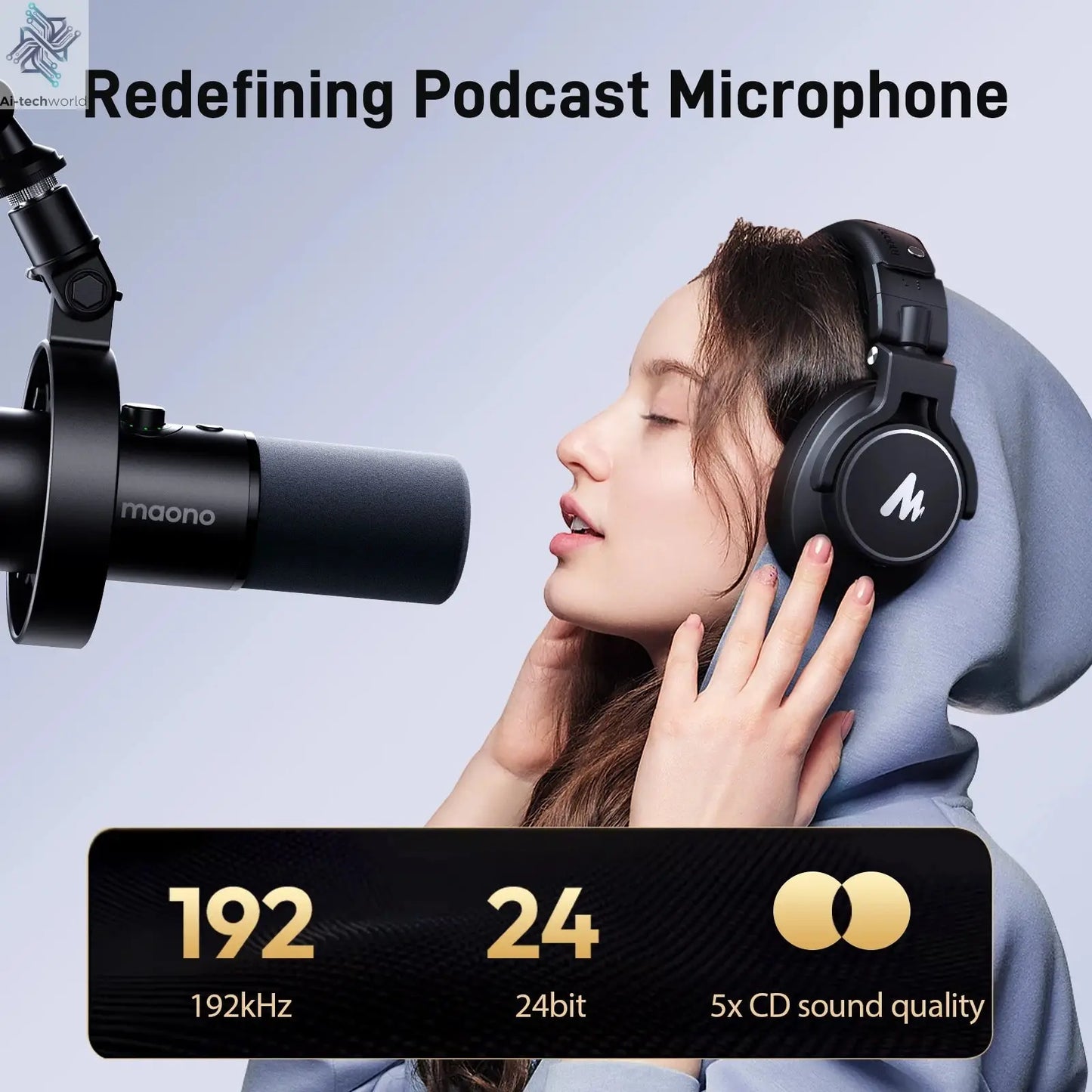 Maono PD300X Dynamic Microphone XLR USB Podcast Recording Mic 192kHz24bit for Content Creation Home Audio Studio Noise Reduction Ai-TechWorld 