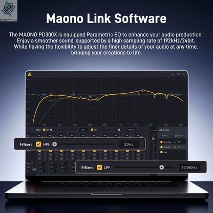Maono PD300X Dynamic Microphone XLR USB Podcast Recording Mic 192kHz24bit for Content Creation Home Audio Studio Noise Reduction Ai-TechWorld 