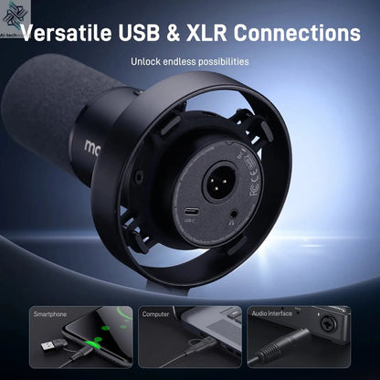 Maono PD300X Dynamic Microphone XLR USB Podcast Recording Mic 192kHz24bit for Content Creation Home Audio Studio Noise Reduction Ai-TechWorld 