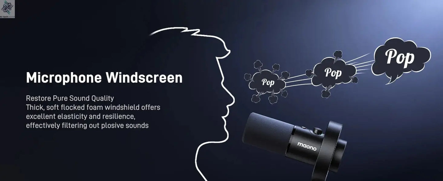 Maono PD300X Dynamic Microphone XLR USB Podcast Recording Mic 192kHz24bit for Content Creation Home Audio Studio Noise Reduction Ai-TechWorld 