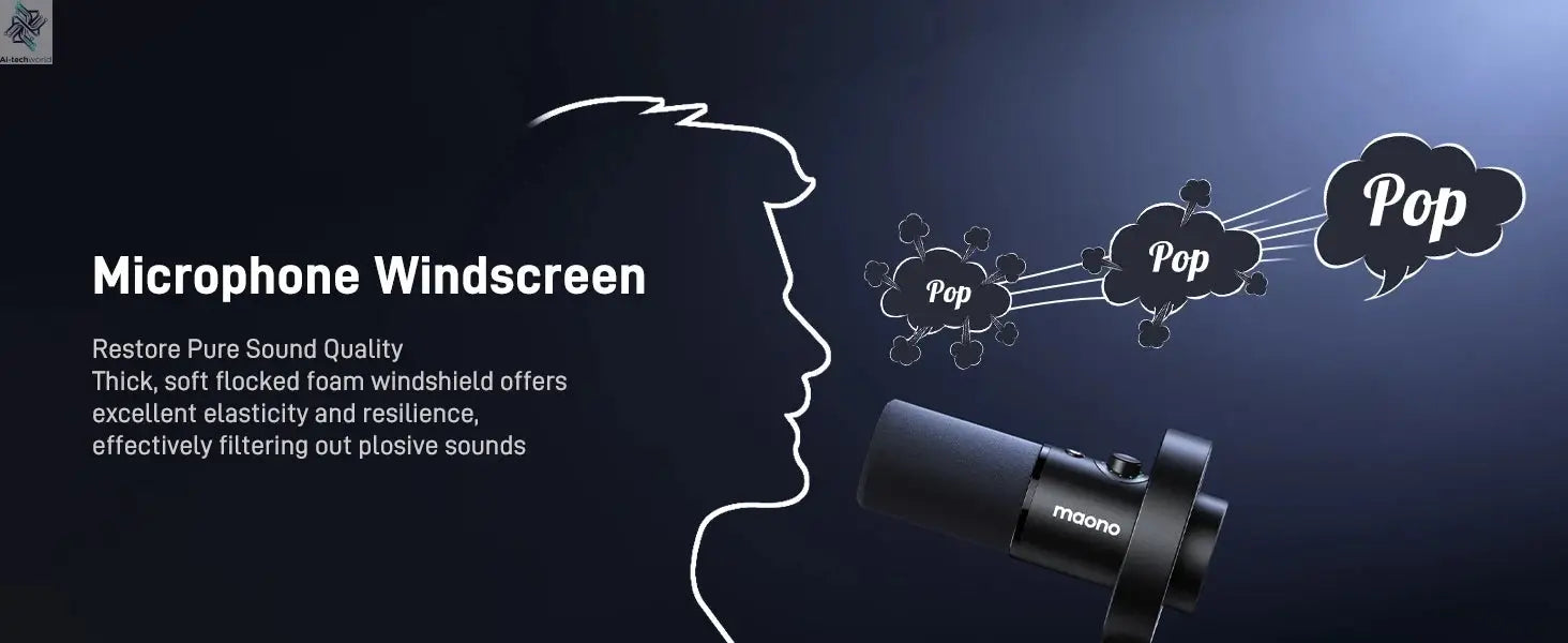 Maono PD300X Dynamic Microphone XLR USB Podcast Recording Mic 192kHz24bit for Content Creation Home Audio Studio Noise Reduction Ai-TechWorld 