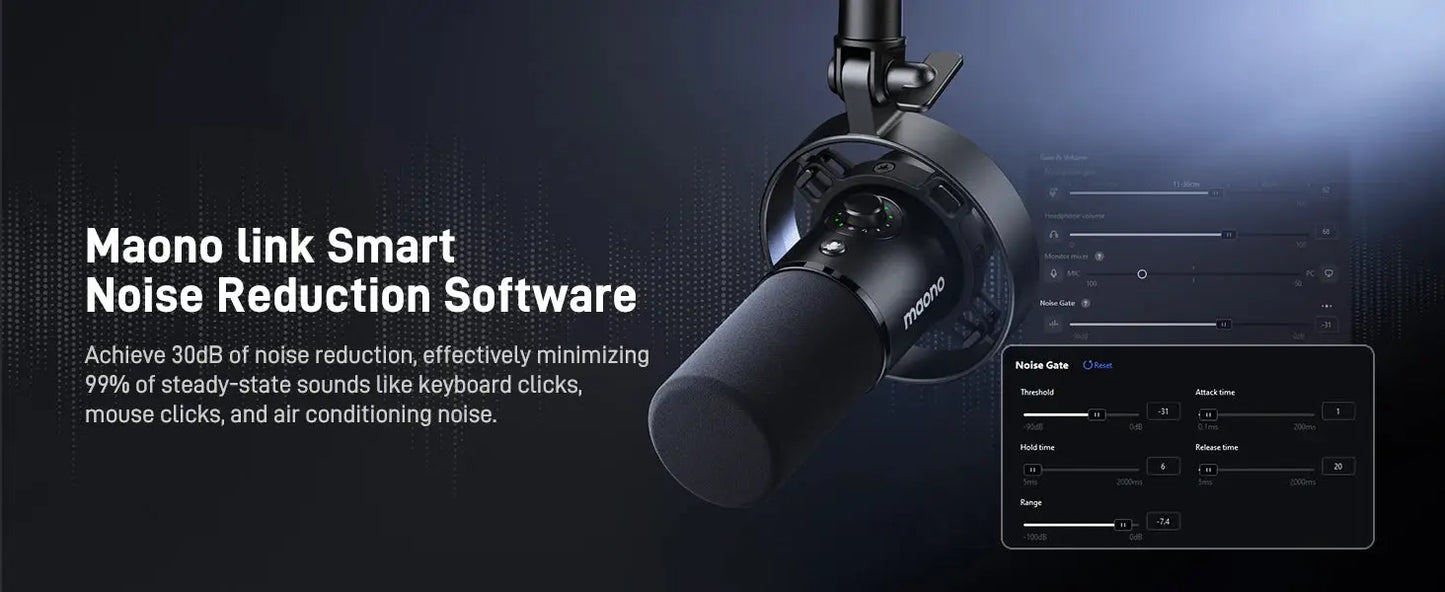 Maono PD300X Dynamic Microphone XLR USB Podcast Recording Mic 192kHz24bit for Content Creation Home Audio Studio Noise Reduction Ai-TechWorld 