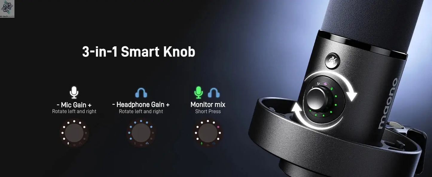 Maono PD300X Dynamic Microphone XLR USB Podcast Recording Mic 192kHz24bit for Content Creation Home Audio Studio Noise Reduction Ai-TechWorld 