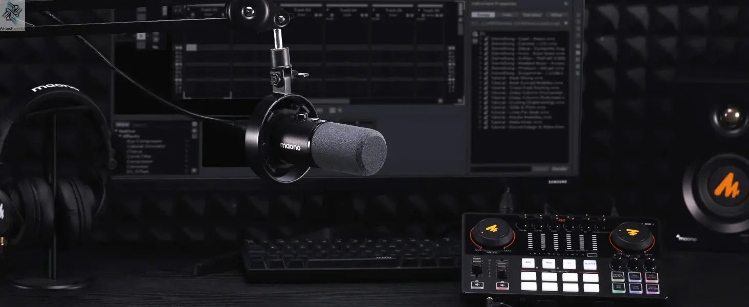 Maono PD300X Dynamic Microphone XLR USB Podcast Recording Mic 192kHz24bit for Content Creation Home Audio Studio Noise Reduction Ai-TechWorld 