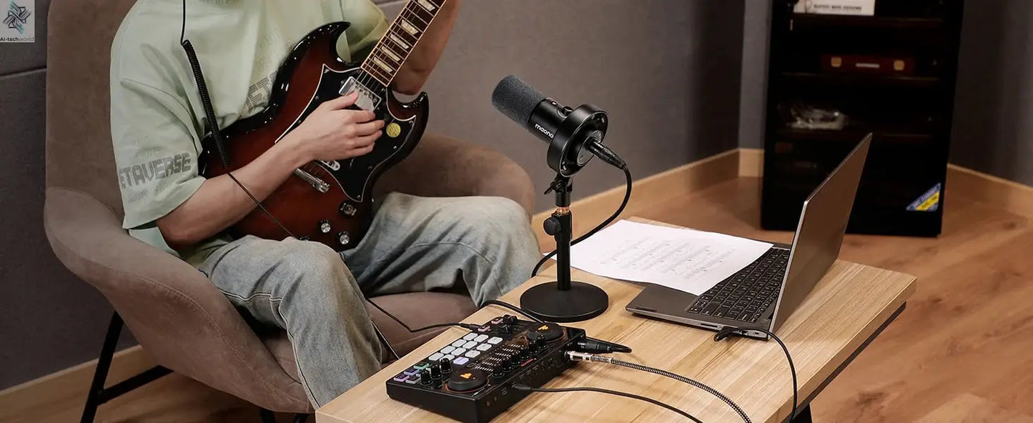 Maono PD300X Dynamic Microphone XLR USB Podcast Recording Mic 192kHz24bit for Content Creation Home Audio Studio Noise Reduction Ai-TechWorld 