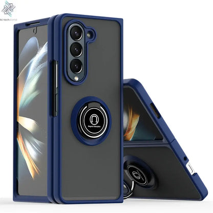 Matte Rotating Holder Magnetic Phone Case For Samsung Galaxy Z Fold 7 6 5 4 3 Car Ring Armor Shockproof Cover Ai-TechWorld 