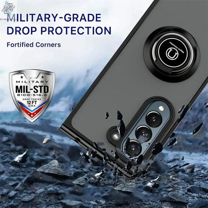 Matte Rotating Holder Magnetic Phone Case For Samsung Galaxy Z Fold 7 6 5 4 3 Car Ring Armor Shockproof Cover Ai-TechWorld 