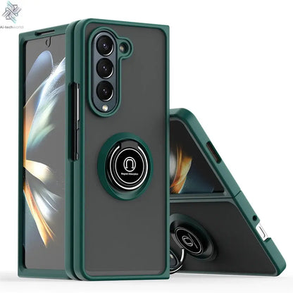 Matte Rotating Holder Magnetic Phone Case For Samsung Galaxy Z Fold 7 6 5 4 3 Car Ring Armor Shockproof Cover Ai-TechWorld 
