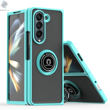 Matte Rotating Holder Magnetic Phone Case For Samsung Galaxy Z Fold 7 6 5 4 3 Car Ring Armor Shockproof Cover Ai-TechWorld 