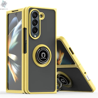 Matte Rotating Holder Magnetic Phone Case For Samsung Galaxy Z Fold 7 6 5 4 3 Car Ring Armor Shockproof Cover Ai-TechWorld 