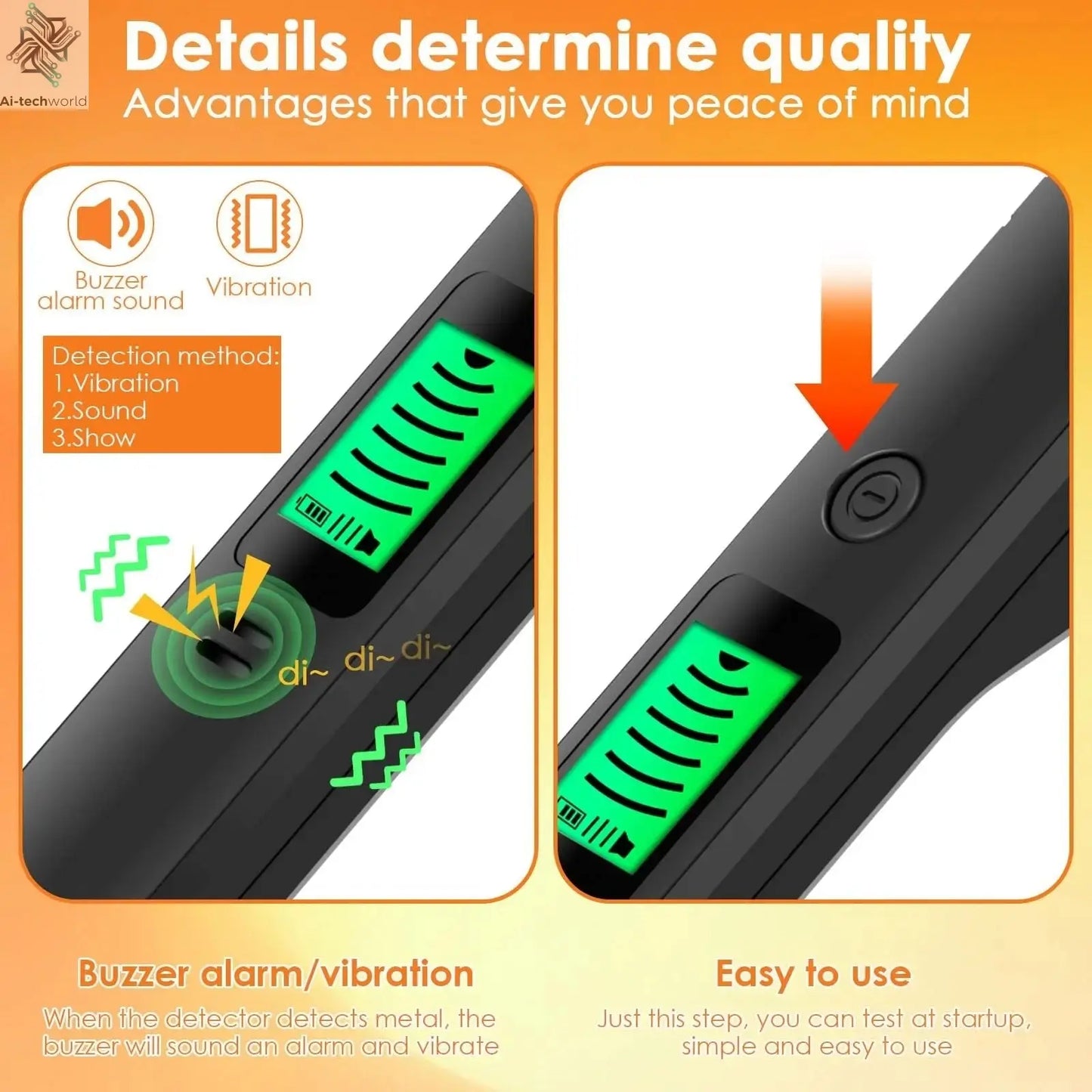 Metal Detector IP66 Waterproof Portable High Sensitivity Metal Detector Underground UnderwaterMultipurpose Metal Finder Ai-TechWorld