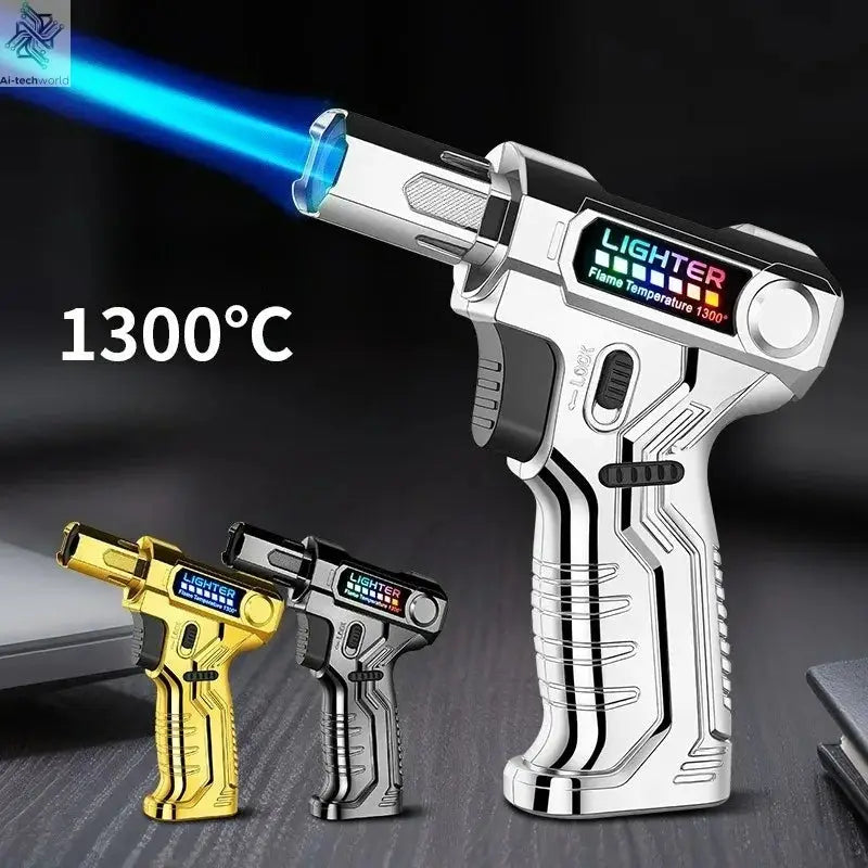 Metal High-temperature High Flame Welding Gun Lighter Windproof Direct Spray Flame Safety Lock Kitchen Cigar Outdoor Lighter Ai-TechWorld 