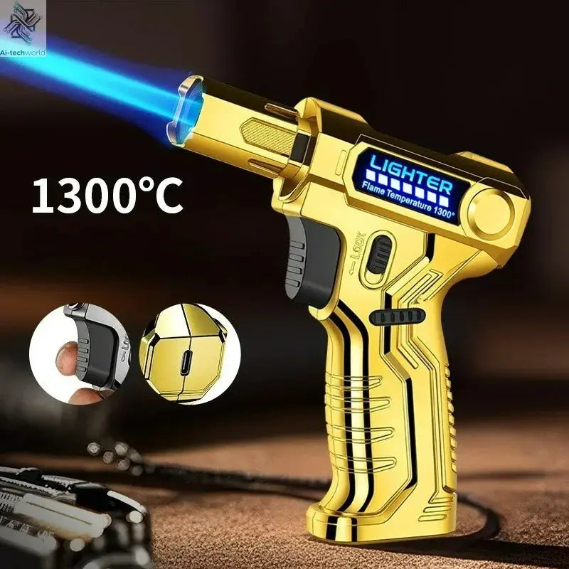 Metal High-temperature High Flame Welding Gun Lighter Windproof Direct Spray Flame Safety Lock Kitchen Cigar Outdoor Lighter Ai-TechWorld 