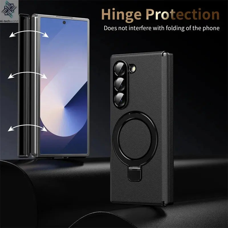 Metal Magnetic hinge Holder Tempered Glass Protect Phone Case For Samsung Z Fold 6 Special Edition Galaxy Z Fold 7 5 4 3 6 Cover Ai-TechWorld 