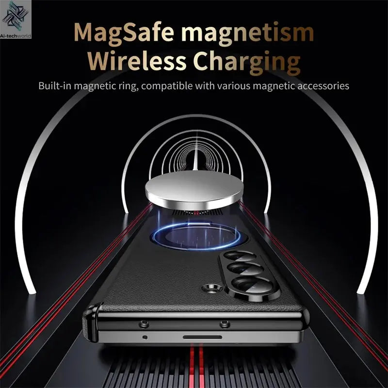 Metal Magnetic hinge Holder Tempered Glass Protect Phone Case For Samsung Z Fold 6 Special Edition Galaxy Z Fold 7 5 4 3 6 Cover Ai-TechWorld 