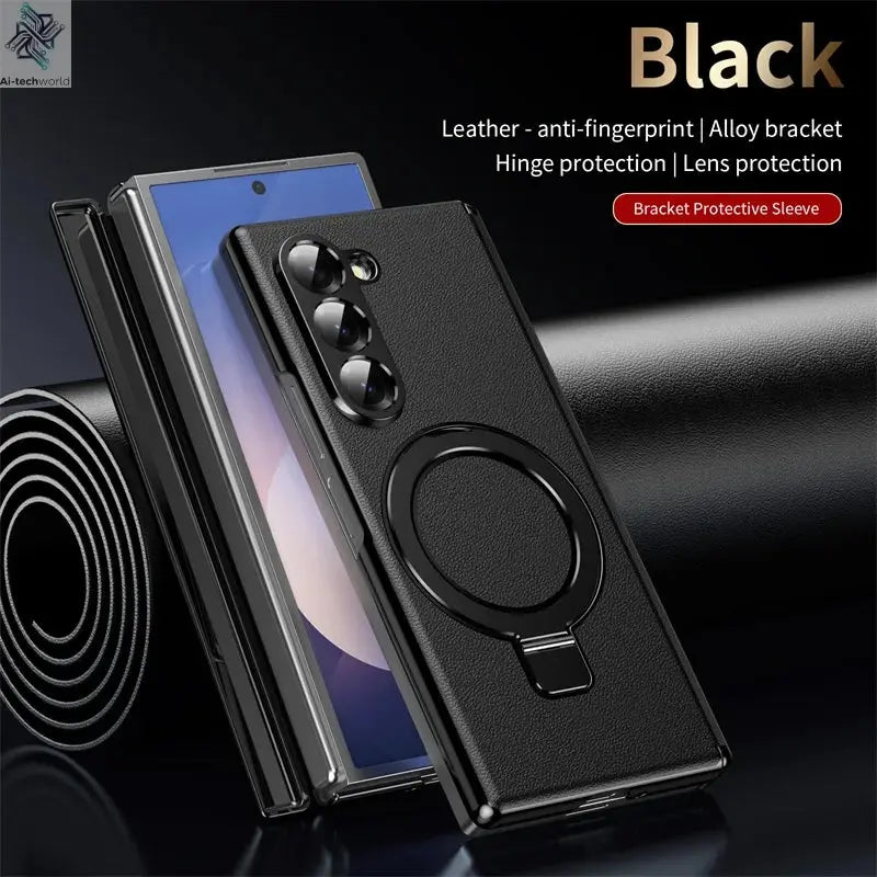 Metal Magnetic hinge Holder Tempered Glass Protect Phone Case For Samsung Z Fold 6 Special Edition Galaxy Z Fold 7 5 4 3 6 Cover Ai-TechWorld 