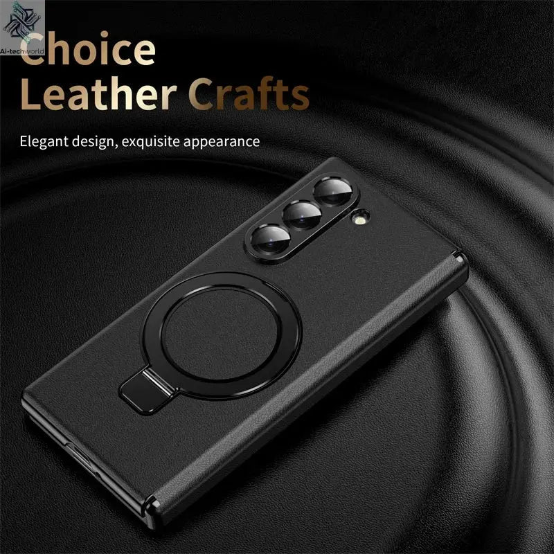 Metal Magnetic hinge Holder Tempered Glass Protect Phone Case For Samsung Z Fold 6 Special Edition Galaxy Z Fold 7 5 4 3 6 Cover Ai-TechWorld 