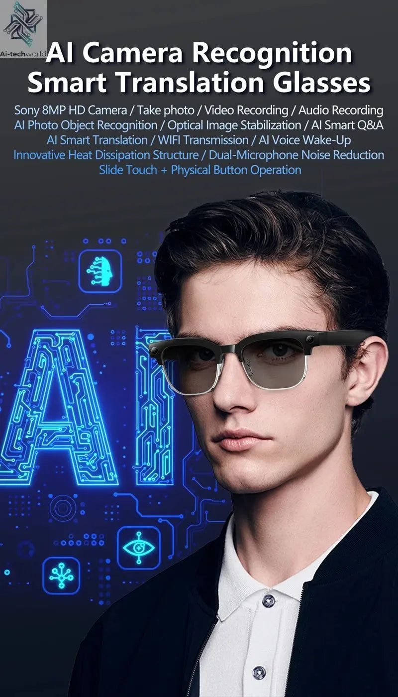 Mijia 4K HD Color Changing AI Smart Glasses 800W Pixel Camera Bluetooth Call Voice Assistant Control Smart Sports Glasses Ai-TechWorld 