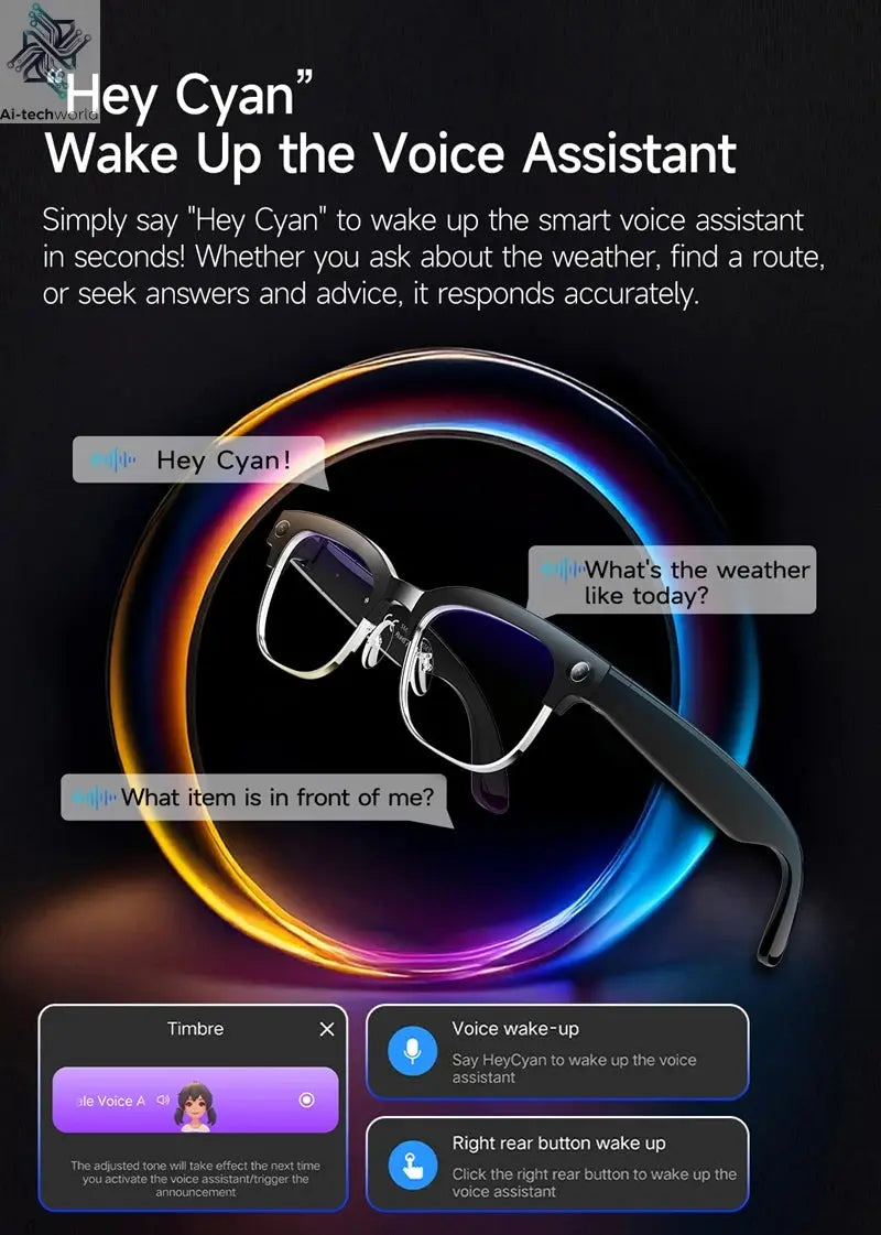 Mijia 4K HD Color Changing AI Smart Glasses 800W Pixel Camera Bluetooth Call Voice Assistant Control Smart Sports Glasses Ai-TechWorld 