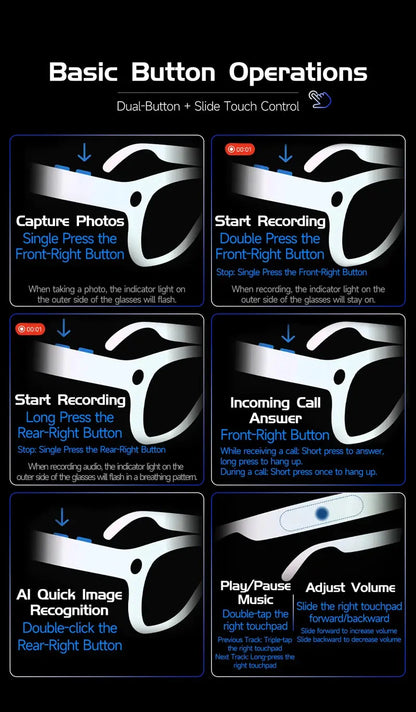 Mijia 4K HD Color Changing AI Smart Glasses 800W Pixel Camera Bluetooth Call Voice Assistant Control Smart Sports Glasses Ai-TechWorld 